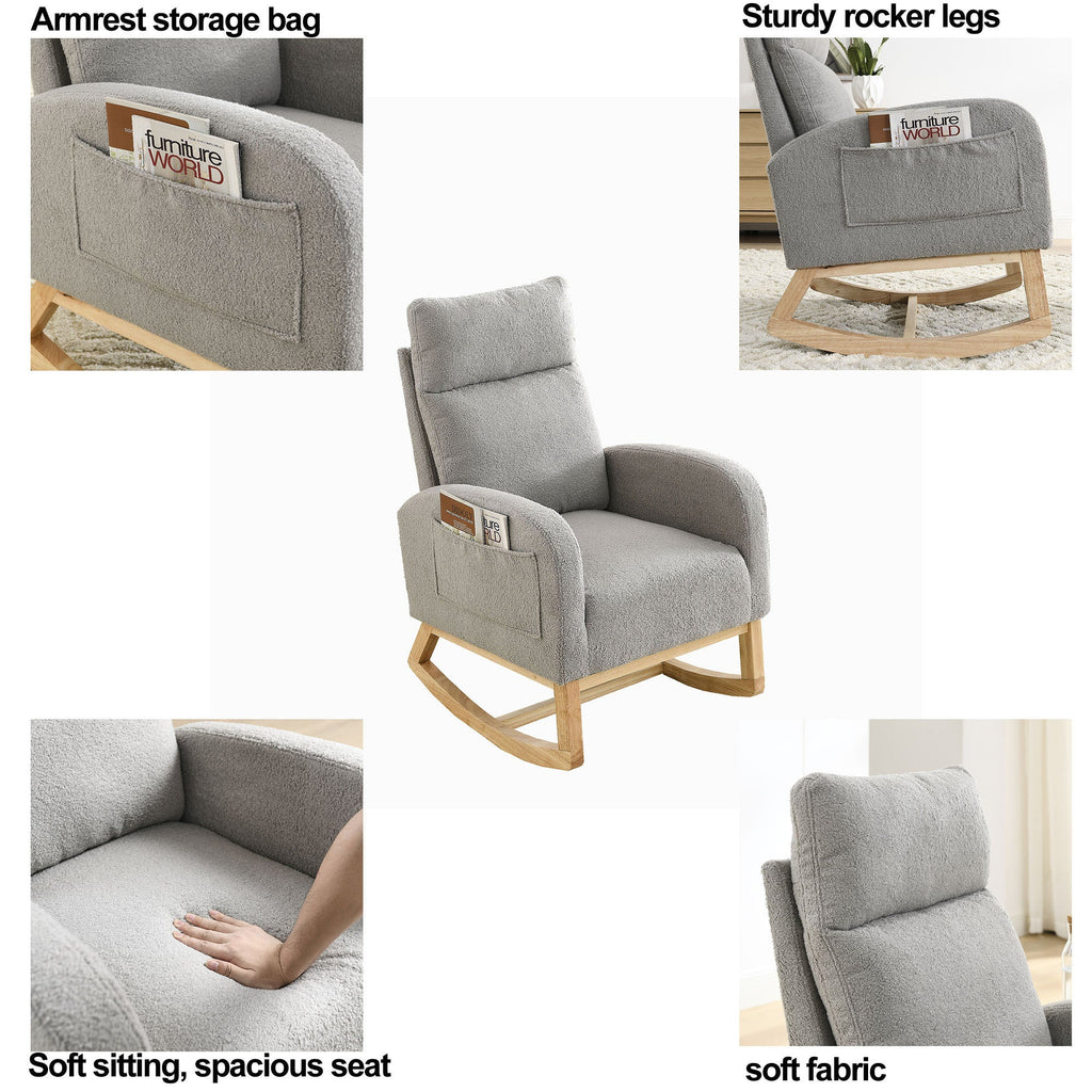 27.6"W Modern Accent High Backrest Living Room Lounge Arm Rocking Chair